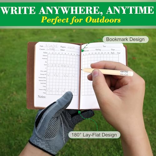 Golf Scorecard Holder with Pencil - PU Leather, 1 Pack-Brown