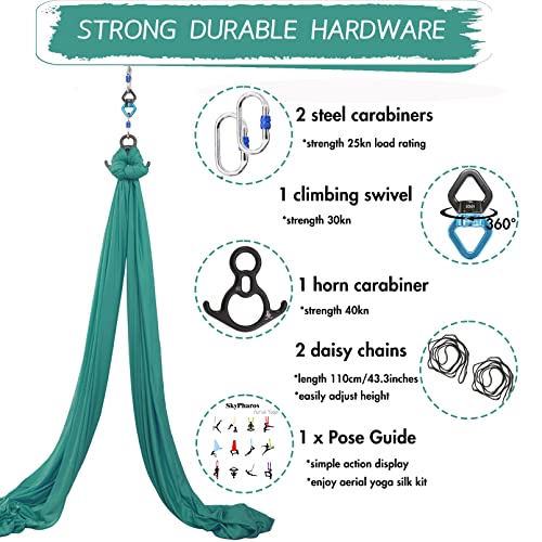 Aerial Silks Yoga Swing Set - Anti-Gravity Hammock Kit, Emerald Green