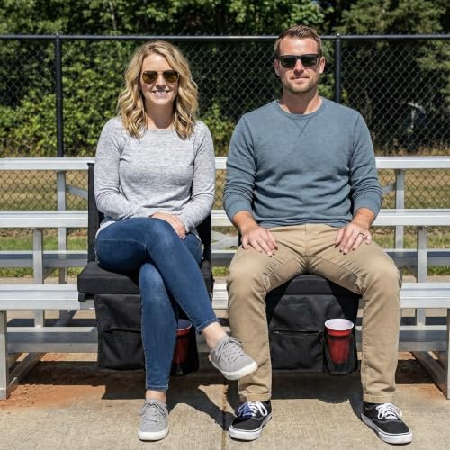 Folding Stadium Seats with Back Support - Navy Blue - 2.8" Thick Padded Chair