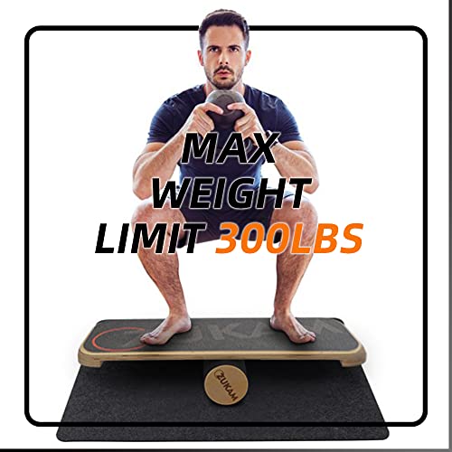 Wooden Balance Board Trainer - Core Stability Wobble Board - Black