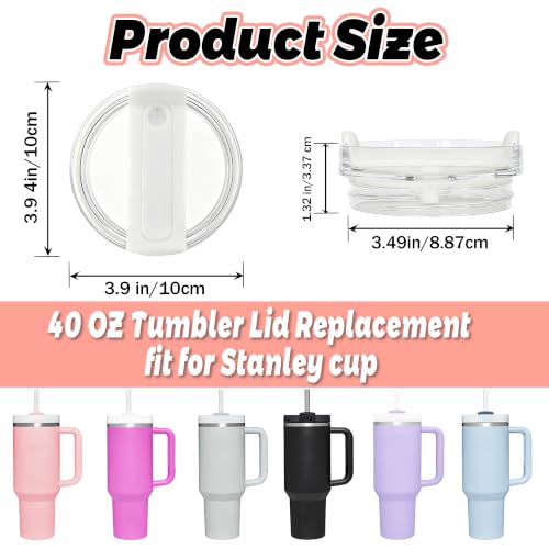 40 oz Tumbler Replacement Lid - Clear White Sliding Straw Cover