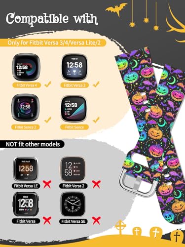 Christmas Silicone Watch Band for Fitbit Sense/Sense 2/Versa 3/Versa 4 - Halloween Pumpkin 2