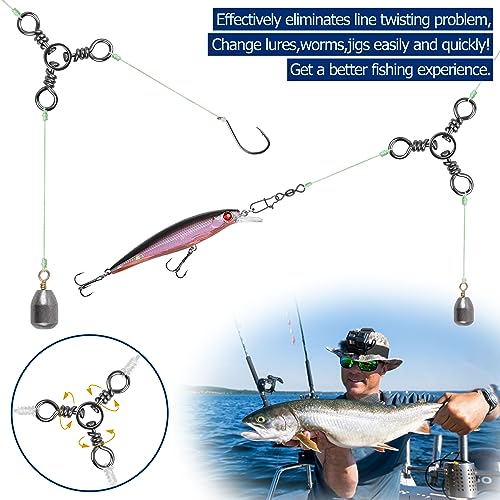 3-Way Fishing Swivels Tackle - 30pcs 6# 33lbs Stainless Steel