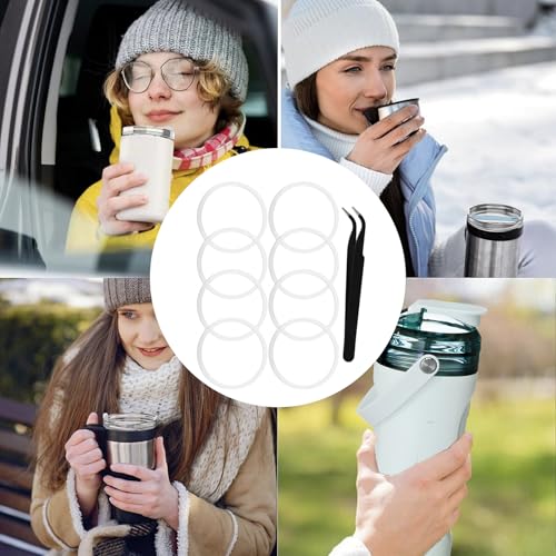8-Pack Replacement Silicone Gaskets for Wide Mouth Flip Lid Water Bottles