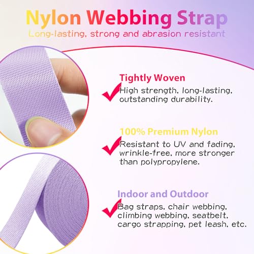 1 Inch Gray Nylon Webbing Strap - 10 Yards Lightweight for DIY & Camping