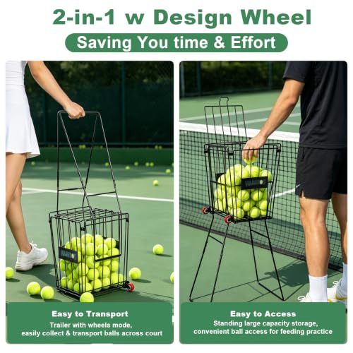 Portable Tennis Ball Hopper - 75 Ball Capacity, Dual Use