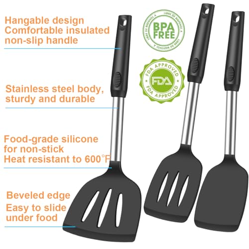 KLAQQED Spatula Set Silicone Heat Resistant for Nonstick Cookware