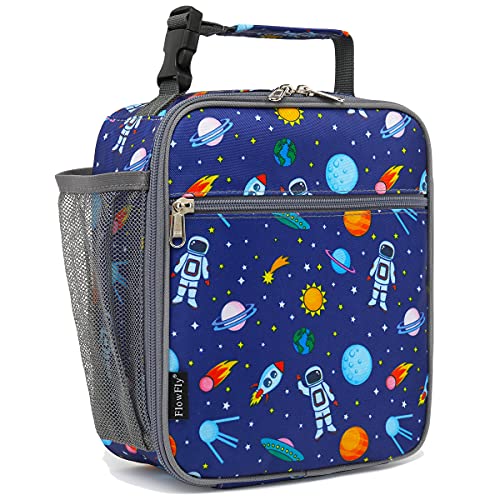 FlowFly Kids Insulated Lunch Bag Astronaut Mini Cooler Tote for Boys & Girls