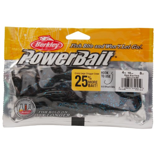 4" PowerBait Crazy Legs Chigger Craw - Black Blue Fleck (8 Count)