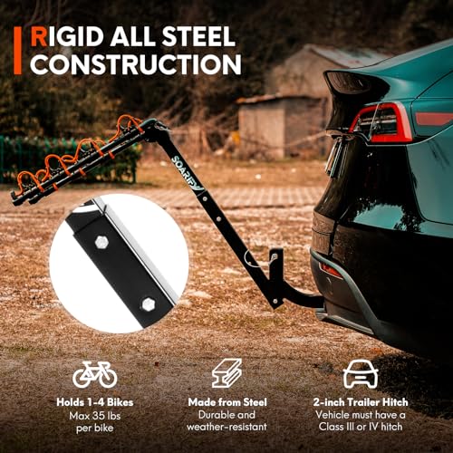 Heavy-Duty Bike Rack for 4 Bikes - 143 lbs Capacity, 2" Hitch