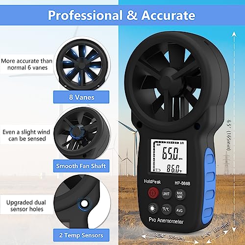 Handheld Anemometer with Tripod - Digital Wind Speed Gauge 866B