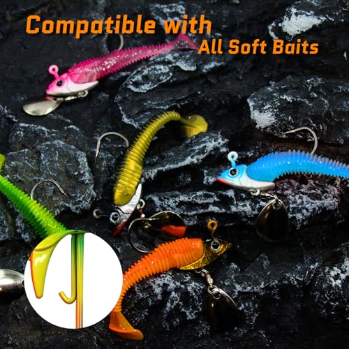 Underspin Jig Heads 1/4oz 5 Pcs - Swimbait with Spinner Blade