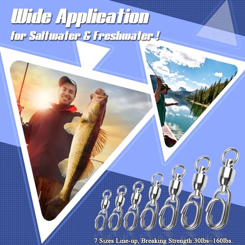 High Strength Stainless Steel Fishing Swivels with Ball Bearing 25pcs - Saltwater & Freshwater Tackle