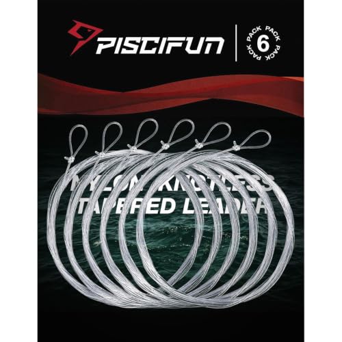 Piscifun Tapered Fly Fishing Leader 7.5ft 6-Pack with Pre-Tied Loop, 4.9lb Test