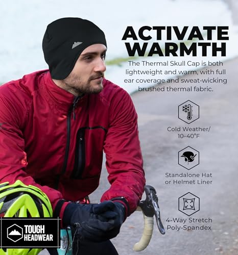 Thermal Skull Cap - Moisture-Wicking Running Beanie - Black - One Size