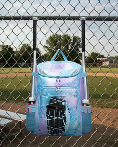 Kids Baseball Softball Bag with Shoe Compartment Light Blue 19.3"