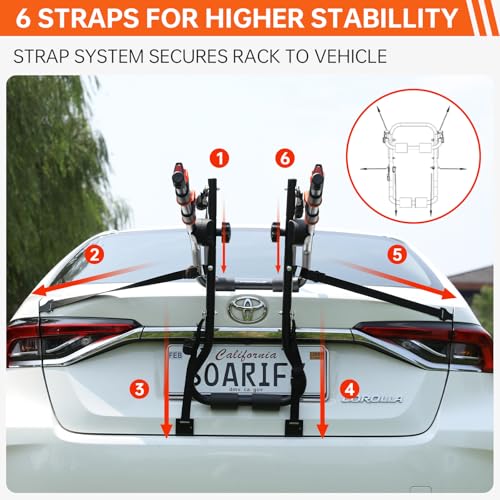 2-Bike Trunk Mount Rack - Black & Orange, Model SY-Trunk-BR
