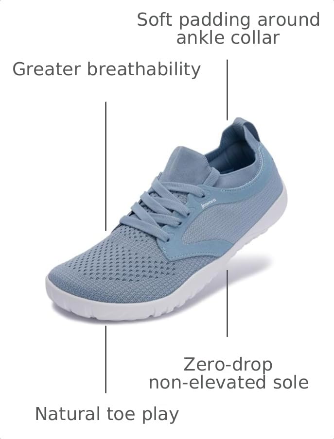 Wide Toe Box Barefoot Sneakers - Zero Drop, Slip-On, Durable Sole