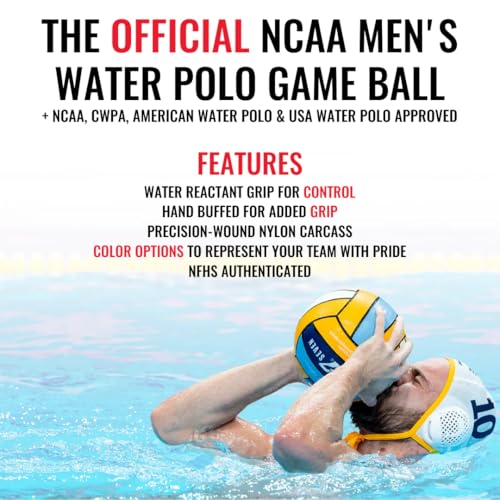KAP7 HydroGrip Size 5 NCAA NFHS Official Water Polo Ball - Yellow/Black