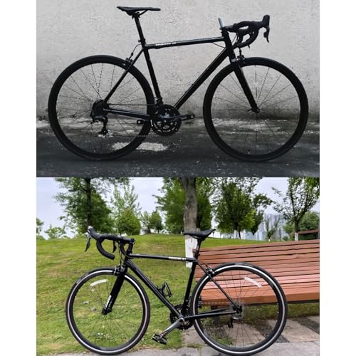 700C Road Bike Frameset - Aluminum Alloy Frame with Carbon Fork, Black, 56cm