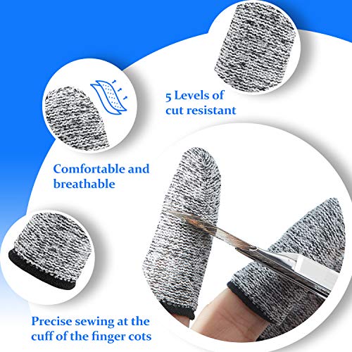 Cut Resistant Finger Cots - 2.2 Inch Reusable HPPE Protectors, 20 Pack