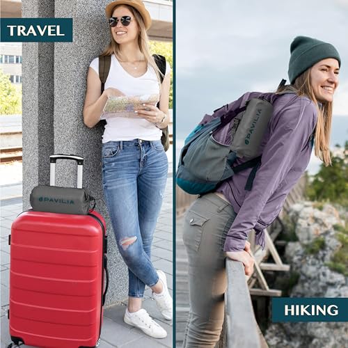 PAVILIA Gray Travel Blanket 65x40 Inches Lightweight Compact with Bag