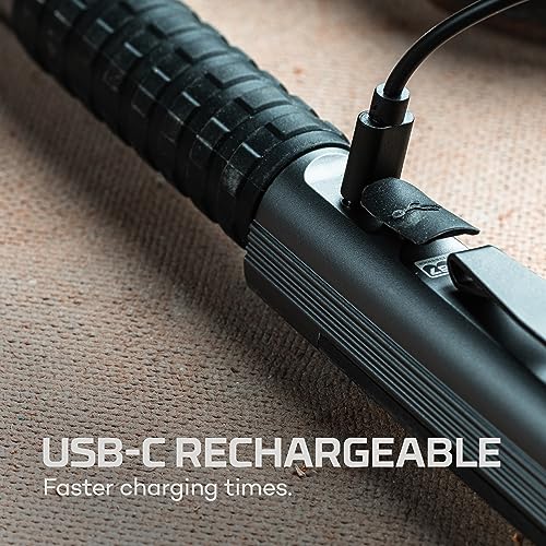 NEBO Big Larry 3 Work Light | USB-C Rechargeable, 600 Lumens, 7 Light Modes, Magnetic COB Task Lamp & LED Flashlight, Steel Pocket Clip, Hands-Free Use, Water Resistant