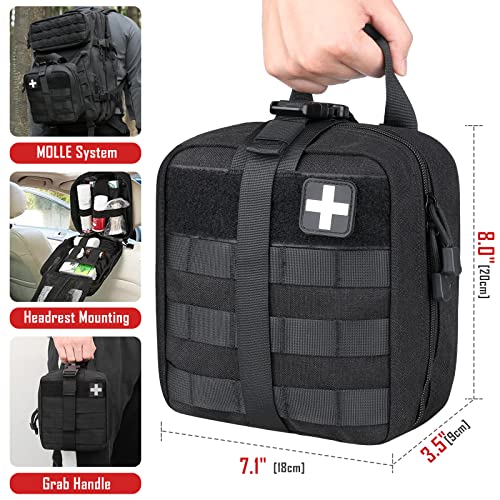 LIVANS 1000D Tactical First Aid Bag Black 7.1 x 3.5 x 8 inches EMT Emergency Pouch