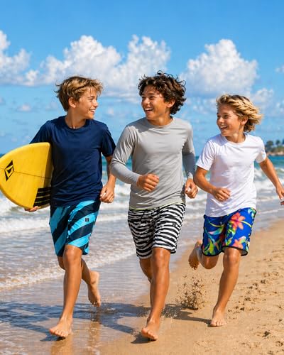 Volcom Boys Blue Stripes UPF 50+ Quick Dry Swim Trunks 10-12 with Pocket