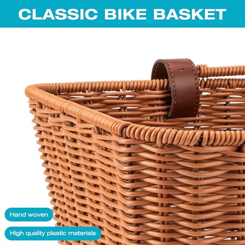 Woven Wicker Bike Basket - Handmade Front Bicycle Basket - Brown