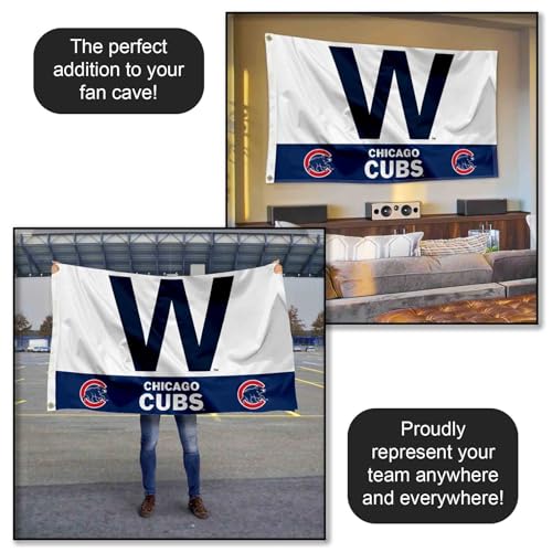 Chicago Baseball Win W Flag - 3x5 Polyester Team Flag for Home & Tailgating