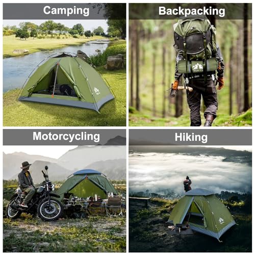 Night Cat 1-Person Army Green Backpacking Tent with Easy Clip Setup, Waterproof & Lightweight