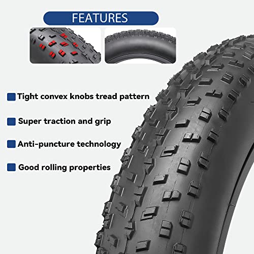 Hycline 26x4.0 Fat Bike Tire - 1x26x4 All-Terrain High-Density Folding MTB