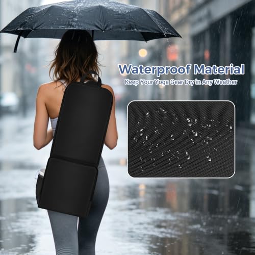 Yoga Bag for Women - Large Capacity, Wet Dry Compartment, Black