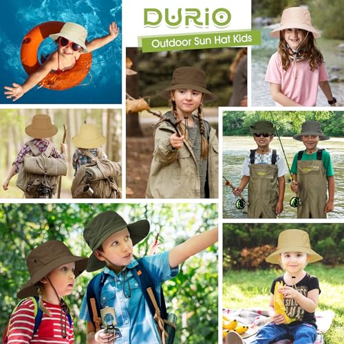 Kids Sun Hat UPF 50+ Waterproof Light Khaki Bucket Hat 8-15 Years