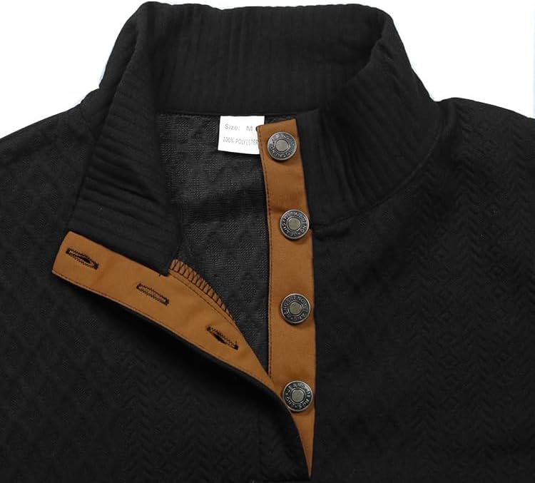 ZOCANIA Men's Sweatshirt - Block Striped Jacquard Design with Elbow Patches | Long Sleeve, Stand Collar