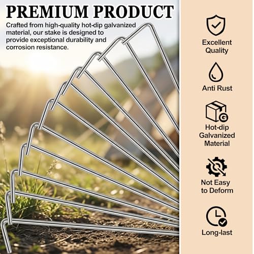 Heavy Duty Metal Tent Stakes - 7.1-Inch Ground Pegs, 20-Pack - Silver