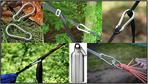 Heavy Duty Zinc-Galvanized Carabiner Snap Hooks - Silver 6 Pack (5cm)