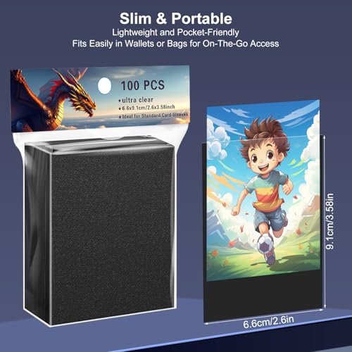 100 Premium Black Card Sleeves for Trading Cards - Matte Finish