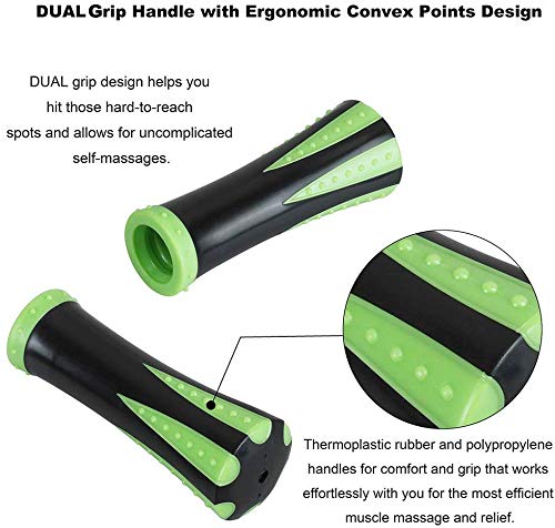 Deep Tissue Massage Stick - 9-Roller Muscle Recovery Tool - Black