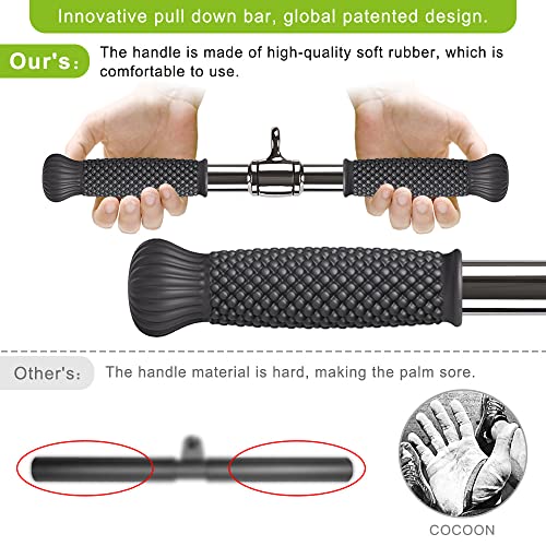 18" Rotating Straight Bar Attachment for Cable Machines - Non-Slip Grip