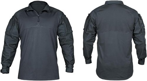 IDOGEAR Tactical Military Shirt - 1/4 Zip Camo Long Sleeve with Pockets for Outdoor Activities