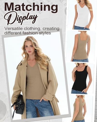 3 Pack Women's Reversible Thermal Tank Tops - Versatile Layering