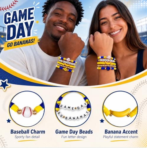 Baseball Fan Bracelets - Go Bananas Friendship Stackable Set
