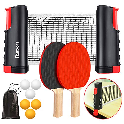 Portable Ping Pong Paddle Set with Retractable Net & Balls