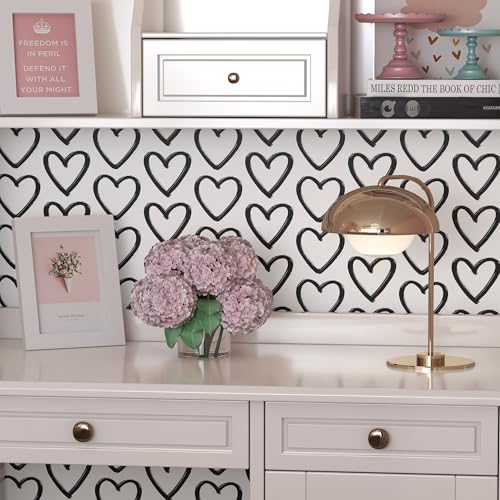 Peel and Stick Wallpaper Modern Contact Paper 17.3''¡¿78.8'' Self Adhesive Wallpaper Black and White Removable Wall Paper Decorative for Bedroom Bathroom Cabinets Kids Room Wallpapers Decor Vinyl Roll