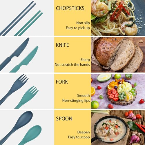 Reusable Travel Cutlery Set with Case - 2 Sets of Utensils