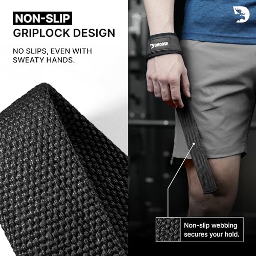 Padded Weightlifting Straps - 24" Cotton Wrist Straps with Silicone Grip - Black
