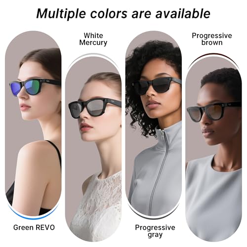 4Pcs Polarized Clip-on for Ray-Ban Meta Skyler & Gen 2 (RW4010/RW4014 52-20), Black Frame Discoloration Clips for RayBan Skyler Protect Your Eyes, Cool and Fashion(Silver, Grey, Brown, Green)