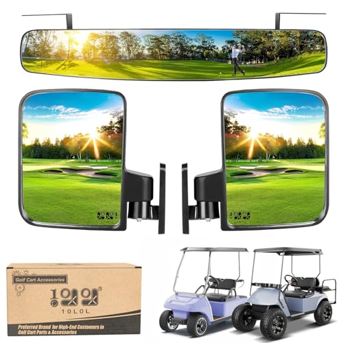 10L0L Golf Cart Folding Side Mirrors with Panoramic Rear View Kit